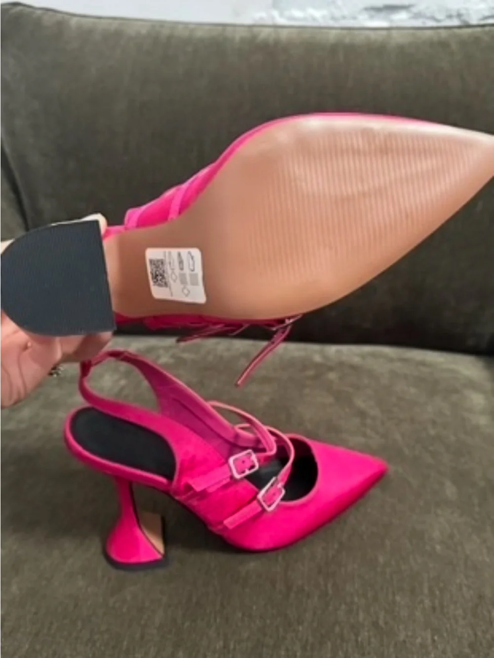 ASOS Hot Pink Triple-Strap Pointed Heels